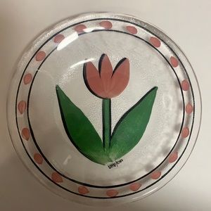 Kosta Boda pink tulip salad plate